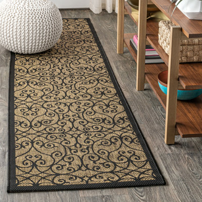 Haggerty Vintage Filigree Textured Weave Black/Khaki Indoor/Outdoor Rug