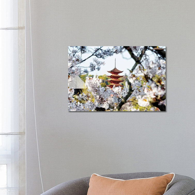 Beautiful Pagoda And Sakura In Miyajima by Philippe Hugonnard - Wrapped Canvas Print