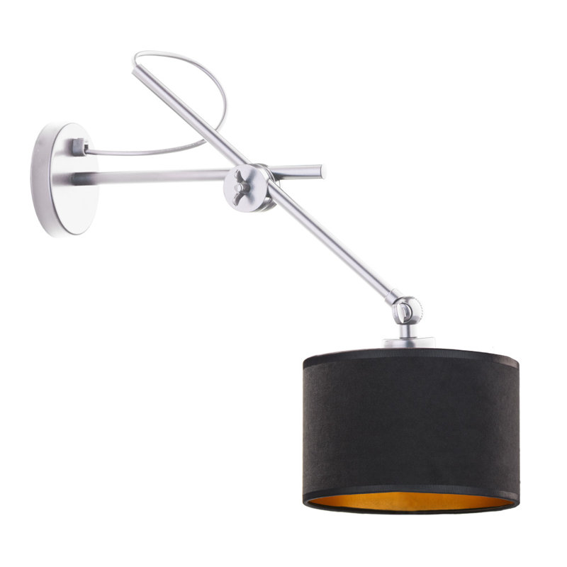 Ahyana Swing Arm Sconce, Silver, Black/Gold