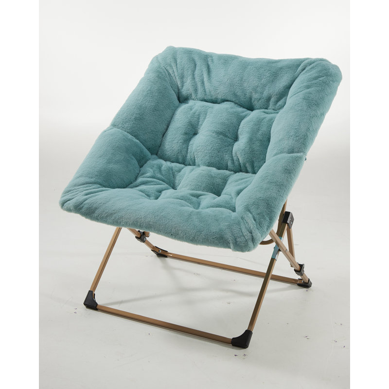Reace Folding Papasan Accent Chair, Green/Gold