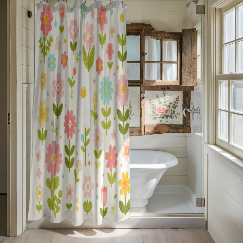 Spring Petals - Rideau de douche standard 1 pièce, H 74 po x l 71 po
