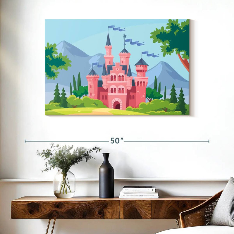 Château de conte de fées rose, H 26 po x l 39 po