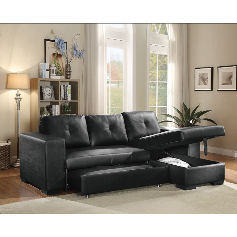 Canapé modulaire noir avec rangement