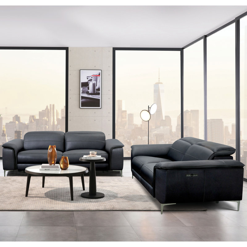 Ensemble de salon 3 pièces Chelita, Noir, 2 Pieces: 2 Loveseats