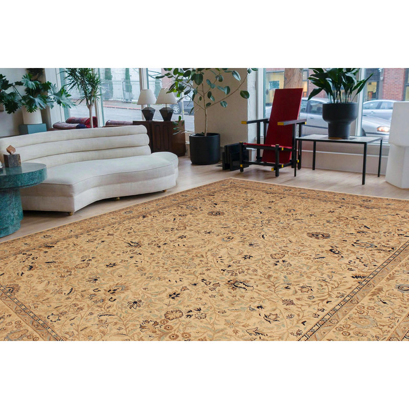 Tapis ivoire / noir / brun en laine noué à la main Roby