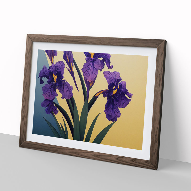 Dazzling Iris Flowers - Single Picture Frame Print, Walnut Framed, 46cm H x 64cm W x 2cm D