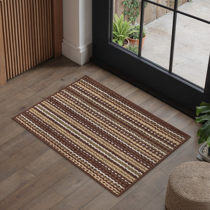 Tapis de cuisine texturé antidérapant lavable à la machine, Rayé, Rectangle 1'5" x 2'8"