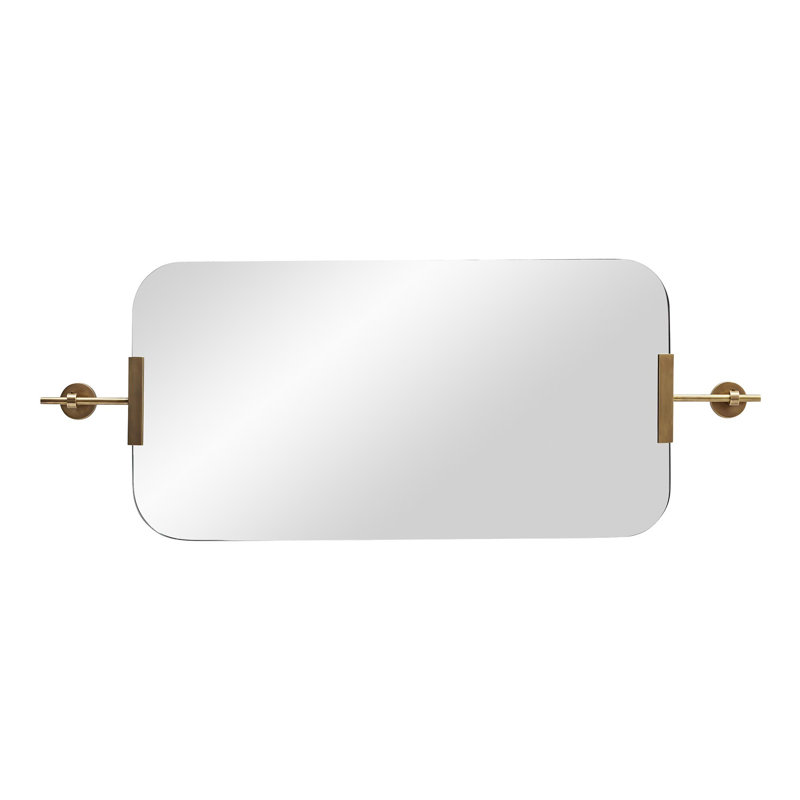 Madden Flat Metal Wall Mirror, Antique Brass