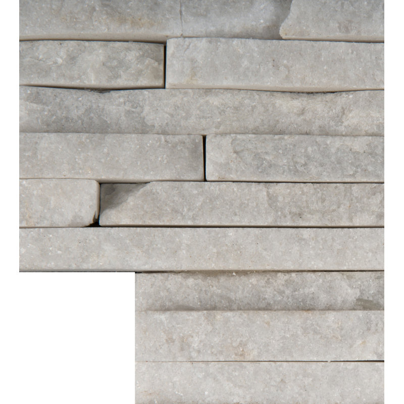 24" x 6" Natural Stone Corner Piece Tile Trim in White Quartzite