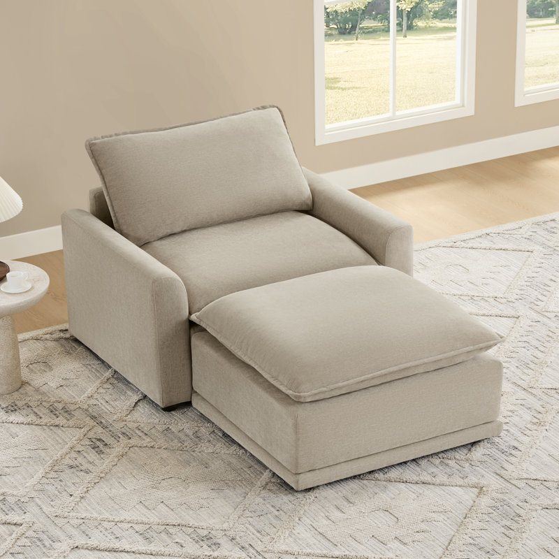 Elysian Cloud 44.9''W Oversized Chaise, Taupe