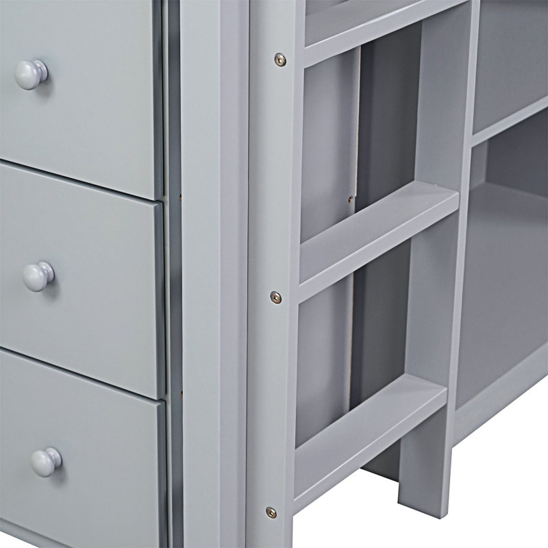 Loft Bed With Drawer,Shelf And Pulling -Out Desk