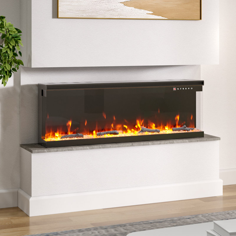 Flores 50inch Recessed/Freestanding Electric Fireplace, 43.9cm H x 127cm W x 19.9cm D