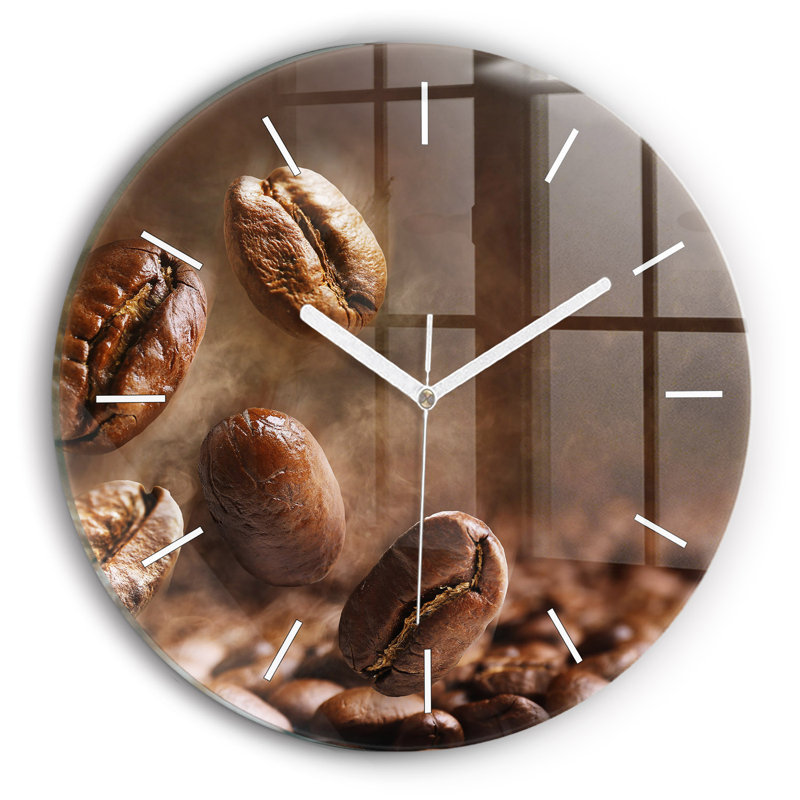 Glass Wall Clock, Dark Brown