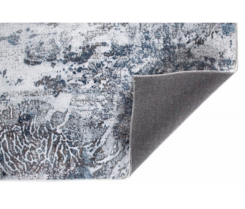 6' X 9' Blue And Grey Abstract Dhurrie Area Rug