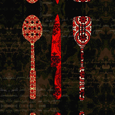 " Red Utensils Dark "