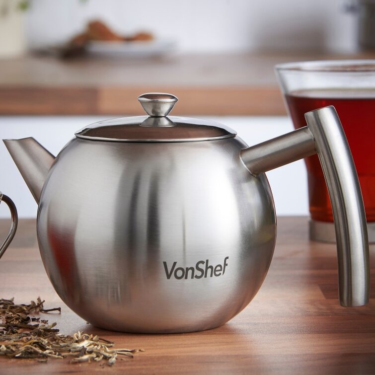 VeoHome Stainless Steel Teapot with Infuser 500 ml – Keeps Heat Thanks to Its Double Walled Design