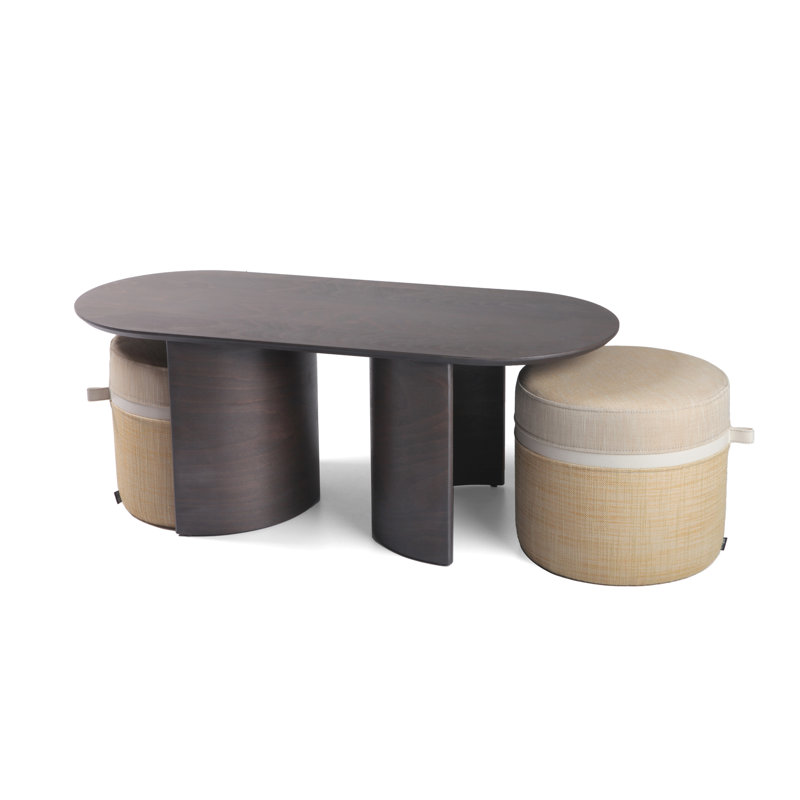 Kangaroo Solid Wood Coffee Table, Gray, Beige