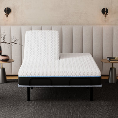 12 Inch Copper Split Top Queen Mattress, Cooling Phase - Change Fabric Cover, Gel Memory Comfort Layers For Easing, High Resilience Base, Us , White + Black Mattress Inch, Foam With Fabric, Enhanced
