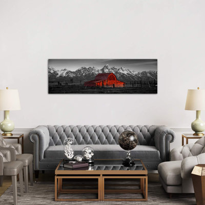 Barn Grand Teton National Park WY USA Colour Pop 1 Piece Panoramic Wall Art on Canvas