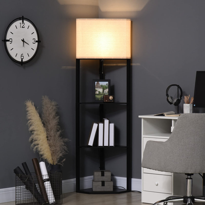 Braylah 159cm Tray Table Floor Lamp, Black
