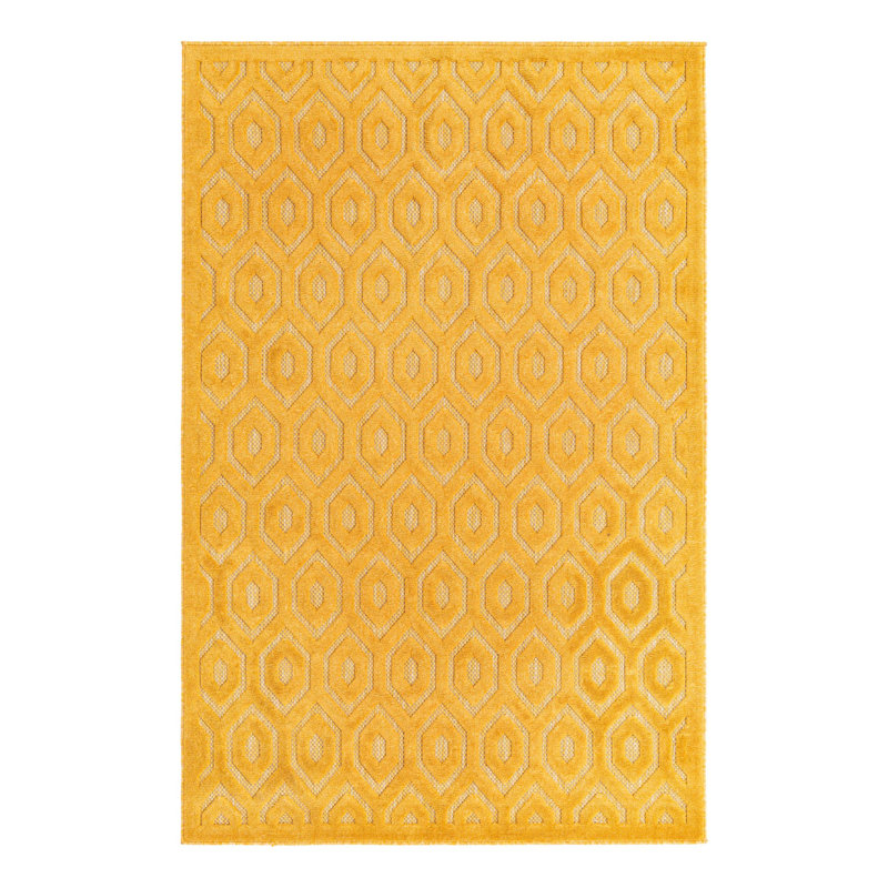 Tapis intérieur / extérieur jaune Griffing, Rectangle 5 pi 3 po x 8 pi