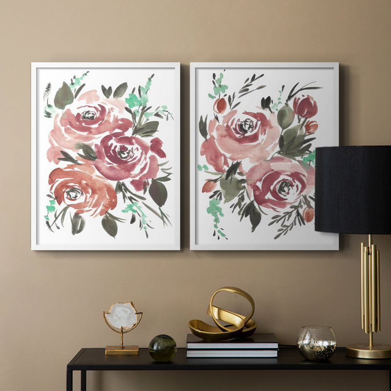 «Lovely Roses I», reproduction encadrée de qualité supérieure - prête à être accrochée - aucun clou requis - aucun clou requis