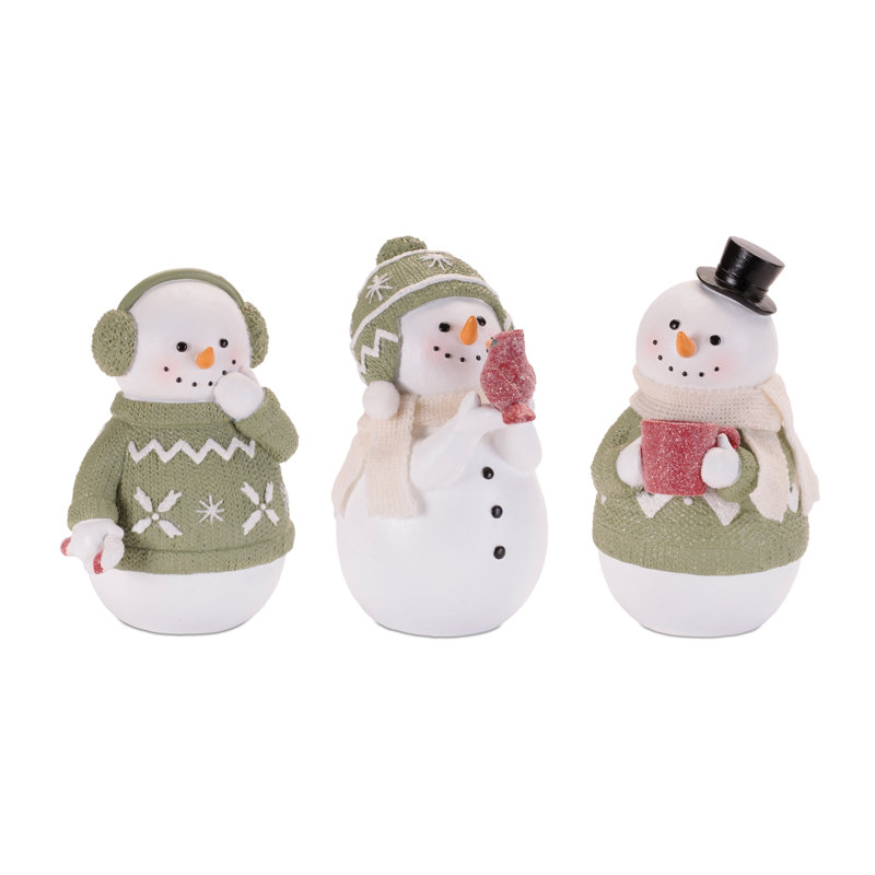 Bonhomme de neige en chandail avec accents scintillants (ensemble de 3)