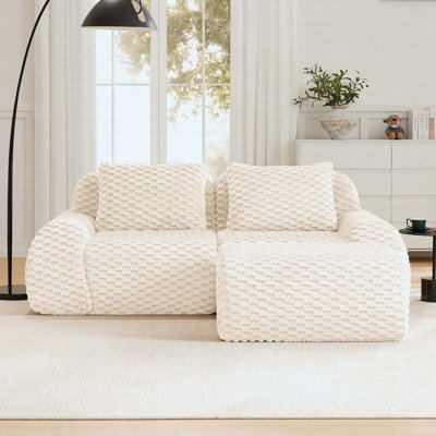 Canapé modulaire de 82 po avec repose-pieds mobile modulaire de 82 po, revêtement en flanelle, conception surdimensionnée à 2 places, connexion avec boucle et base antidérapante