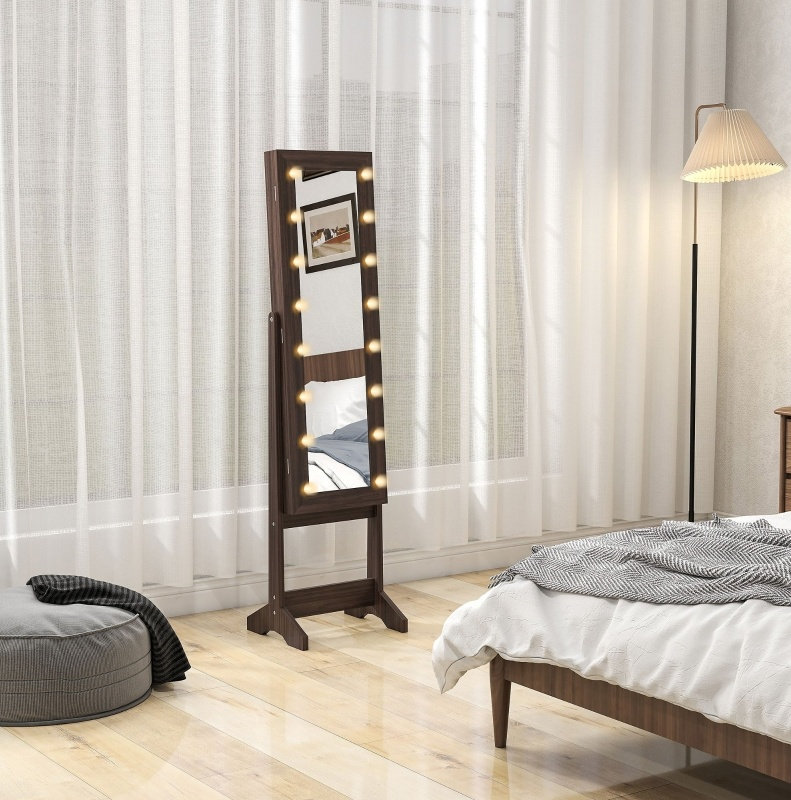 Freestanding Jewelry Armoire, Dark Brown