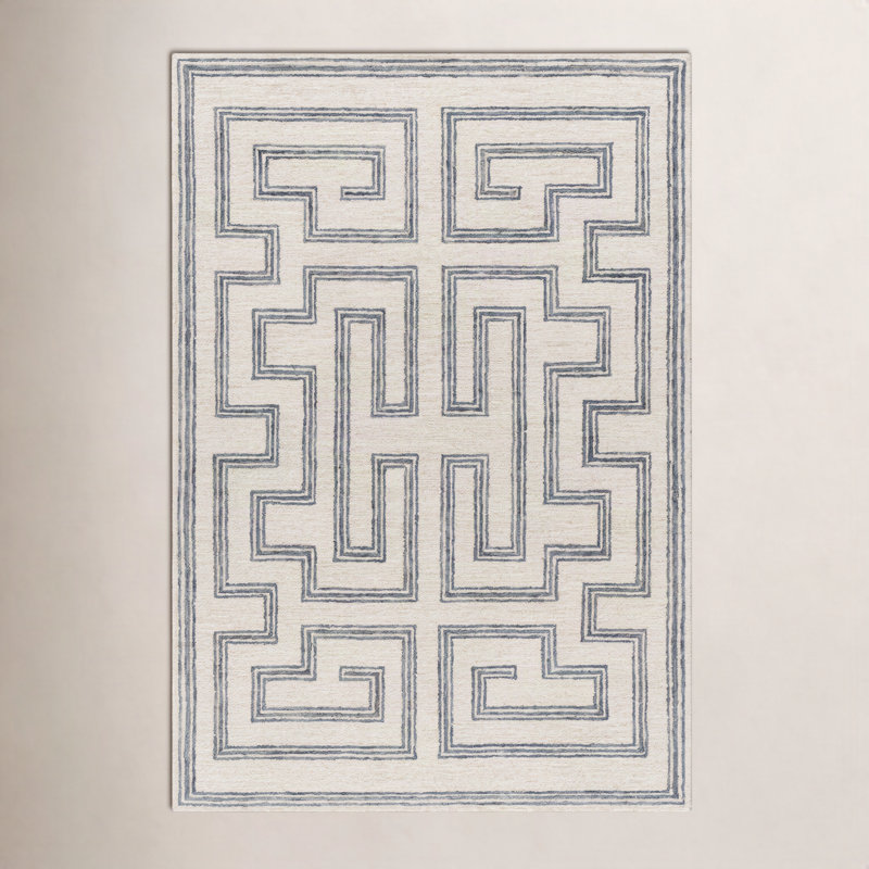 Tapis rectangulaire noir / brun en laine touffeté à la main Desiree, Rectangle 2 pi x 3 pi