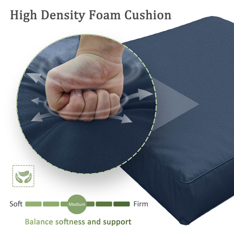 8-Piece Outdoor 4" Replacement Cushion Set Seat/Back Cushion(Set Of 3 Seats, 3 Backs, 2 Short Backs), Navy
