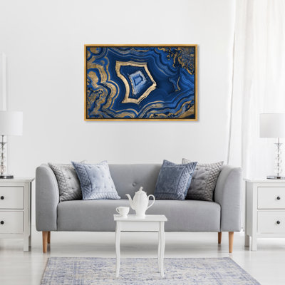 «Blue Geode Abstract Marble Waves Modern Gold» par Oliver Gal