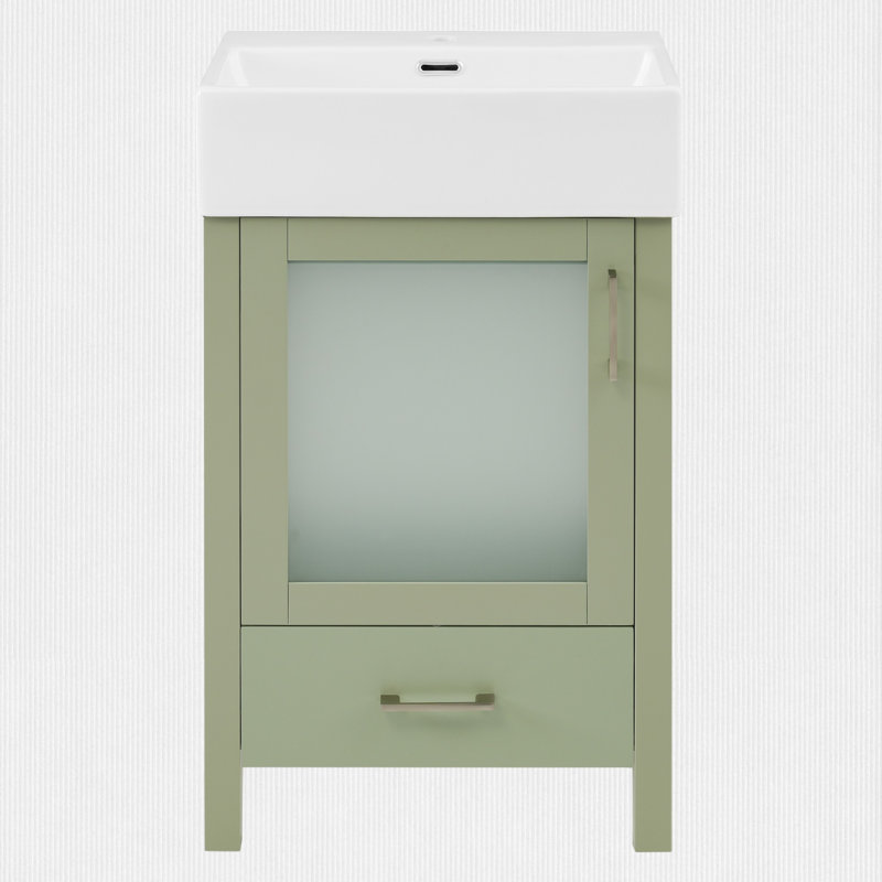 20.2" Bathroom Vanity with Glass Door, Green