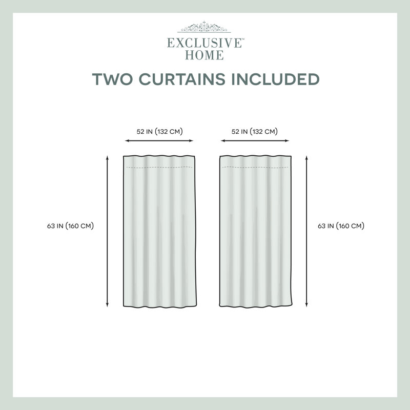 Paire de rideaux occultant et transparent avec passe-tringle et passe-tringle Exclusive Home Catarina, Blanc d'hiver