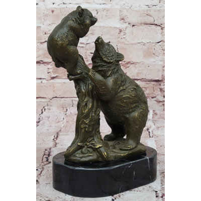 Playful Bear and Cub Bronze Figurine – Forest Wildlife Decor