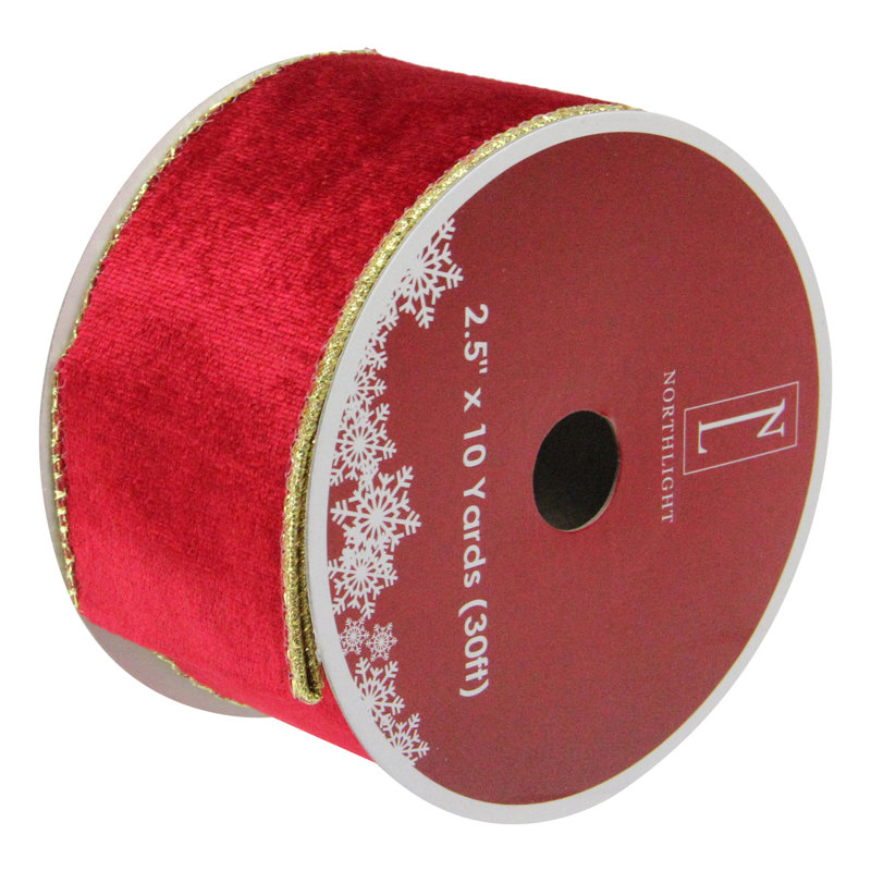 Ruban pour bricolage rouge vif câblé de Noël 2,5 po x 10 pi