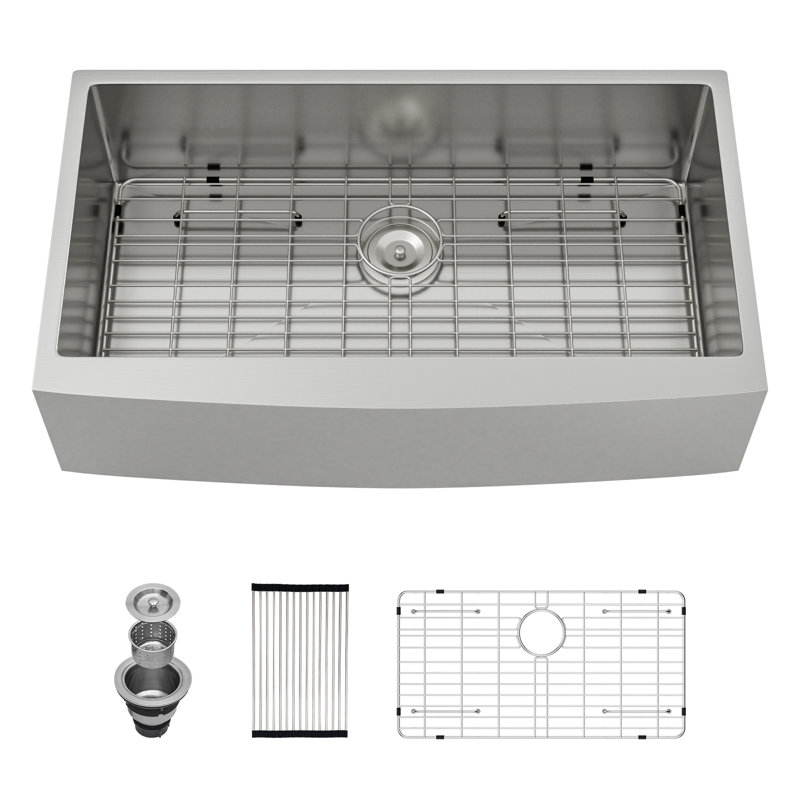 22" W Farmhouse Kitchen Sink Stainless Steel Single Bowl Kitchen Sink Apron Front Farm Sink, 33" L x 21" W x 10" D