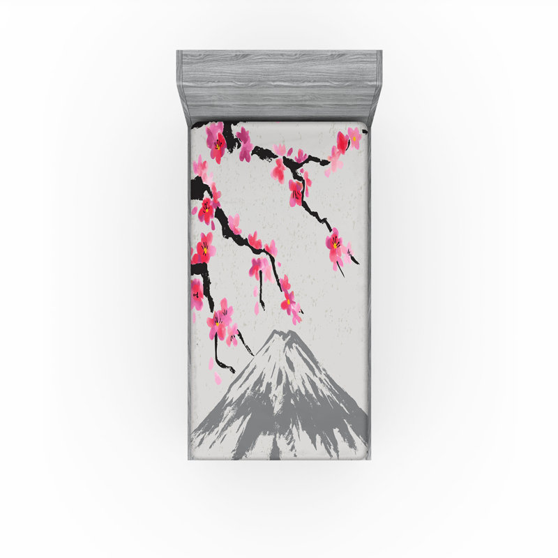 Ensemble de 2 draps-housses Ambesonne, Drap-housse de taille simple, Gris, noir, rose / floral