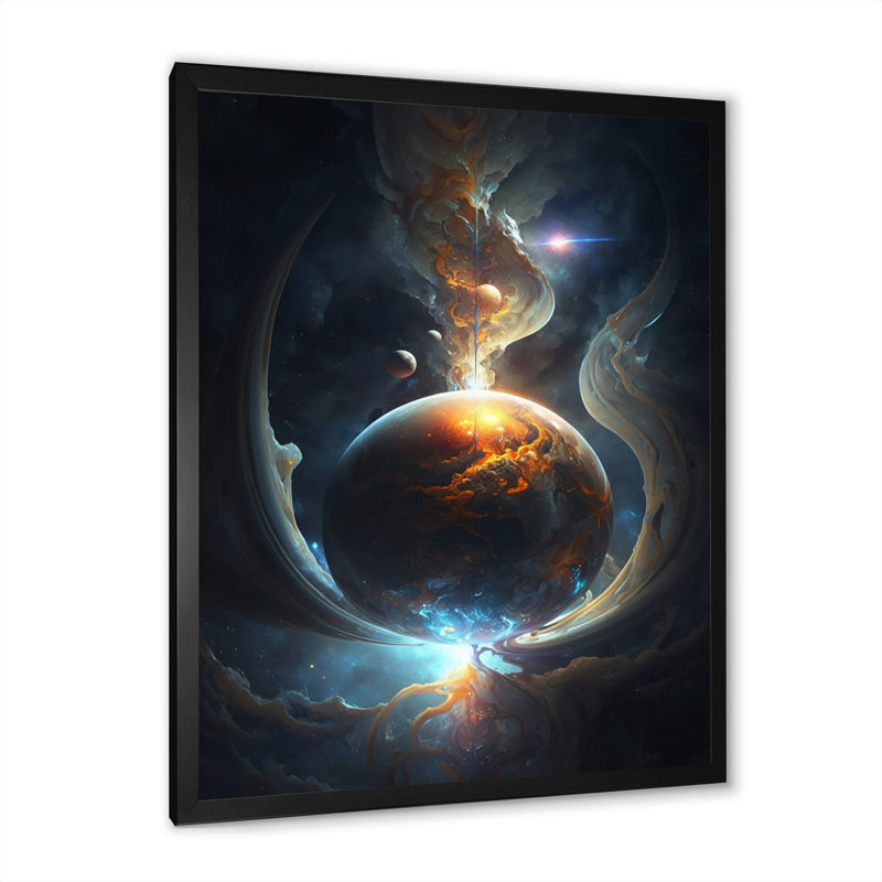 Planète fusion profonde IV - Planète fusion IV - reproduction sur toile, H 20 po x l 12 po x P 1 po, Cadre photo noir