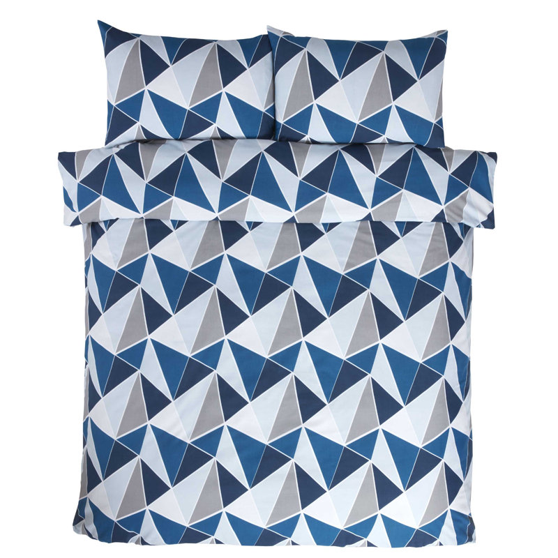Voss Cotton Blend Geometric Shapes Duvet Cover with Pillowcases, Single Duvet Cover + 1 Standard Pillowcase