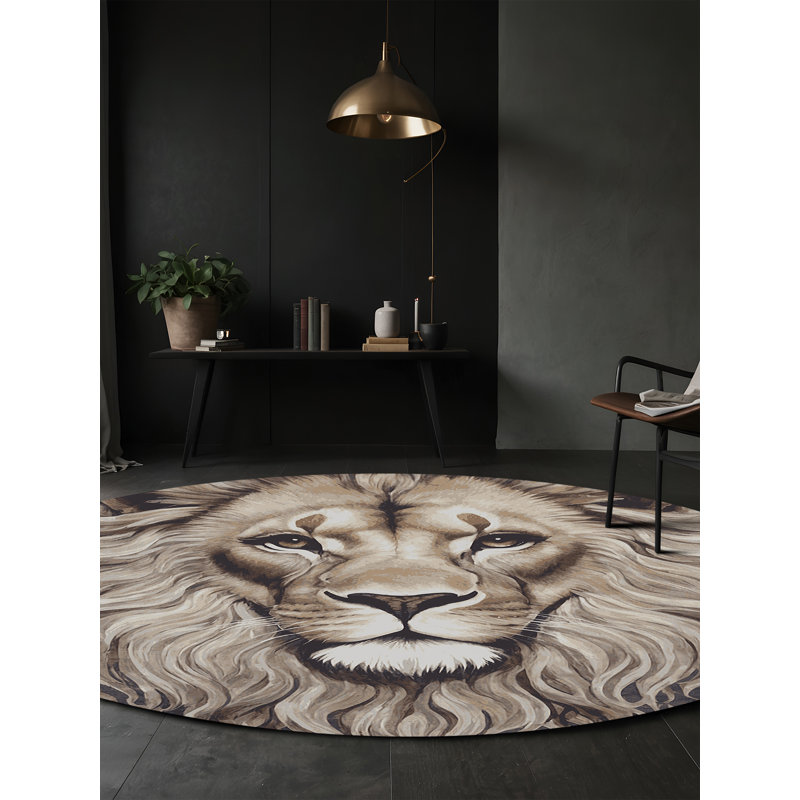 Silk and Cotton Abstract Indoor Rug, Round 3'