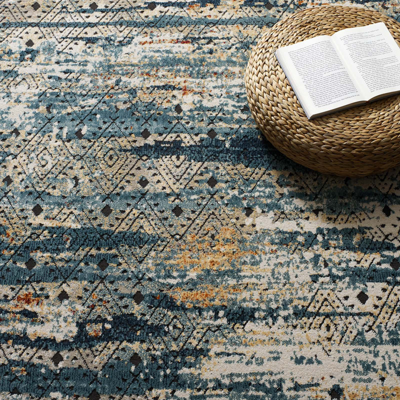 Modway Tribute Eisley Rustic Distressed Transitional Diamond Lattice Area Rug, Rectangle 5' x 8'