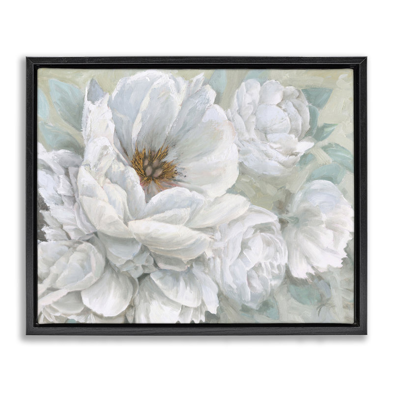 "White Beauty Bouquet", art mural sur toile flottante par Wellington Studio, Cadre flottant noir de jais, H 17 po x l 21 po