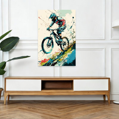 «Vibrant Mountain Biking Contemporary Mountain», reproduction d'art murale