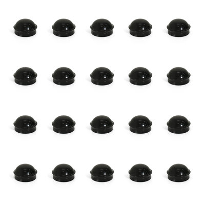Pack of 20 Black 2-3/8" Round Dome External Post Cap, Terminal Post Cap for 2-3/8" Outside Diameter Pipe, Chain Link Fence Parts, Hardware, Accessories for Chain Link Fence