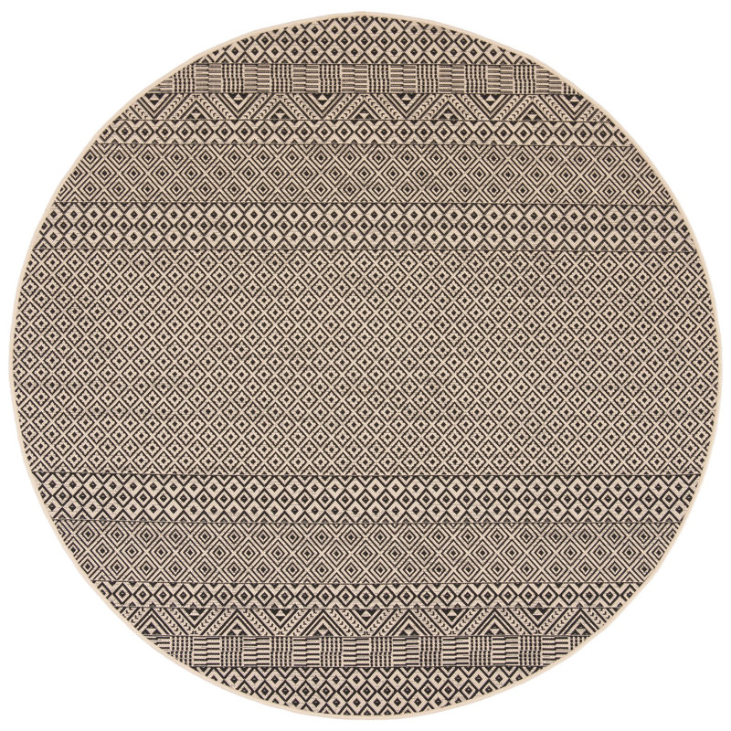 Tapis intérieur / extérieur beige Arneshia, Rond 6 pi 7 po