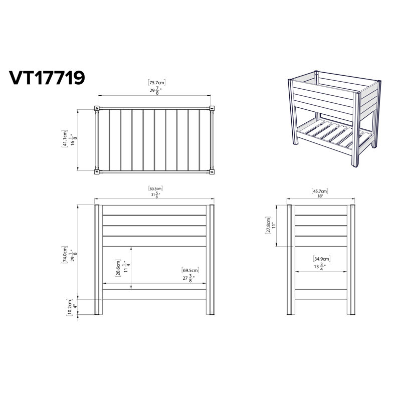 Mezza Cedar Raised Planter, 33.1" H x 31.6" W x 18" D