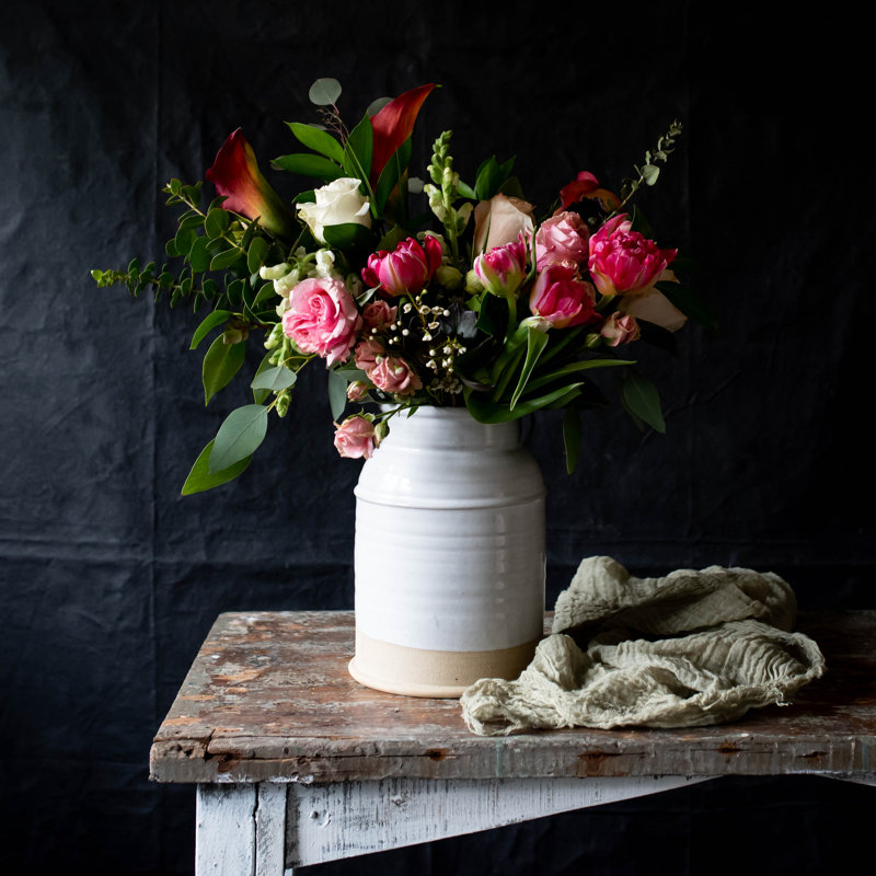 Milk Stone Table Vase 1, Medium: 6" X 9"