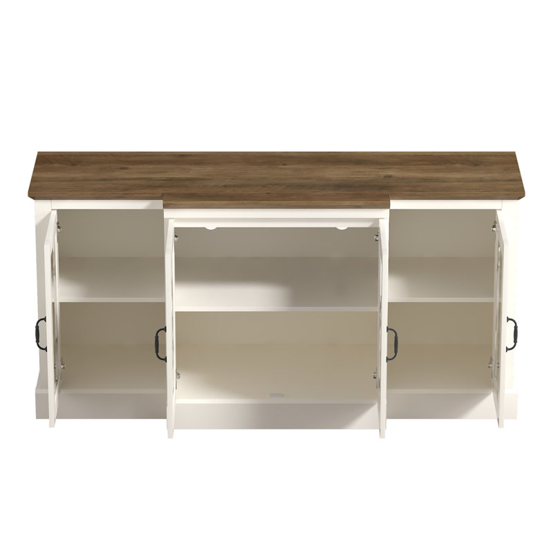 Ariba Transitional Sideboard Set Of 2, Ivory/Knotty Oak