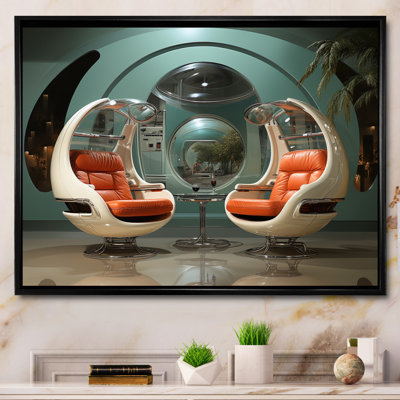 " Coral Teal Mid Century Futuristic Furniture " by Designart